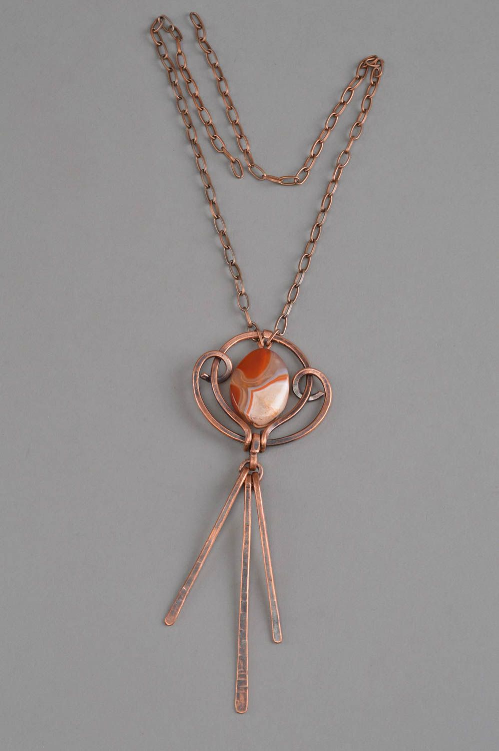 Copper pendant handmade accessory carnelian jewerly best gift ideas for women photo 2
