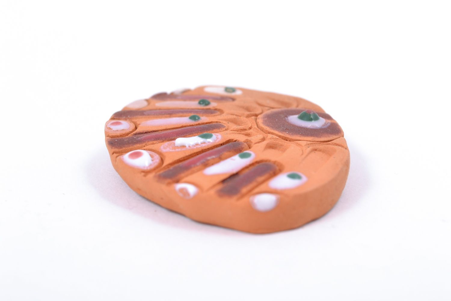 Handmade ceramic fridge magnet with painting photo 5