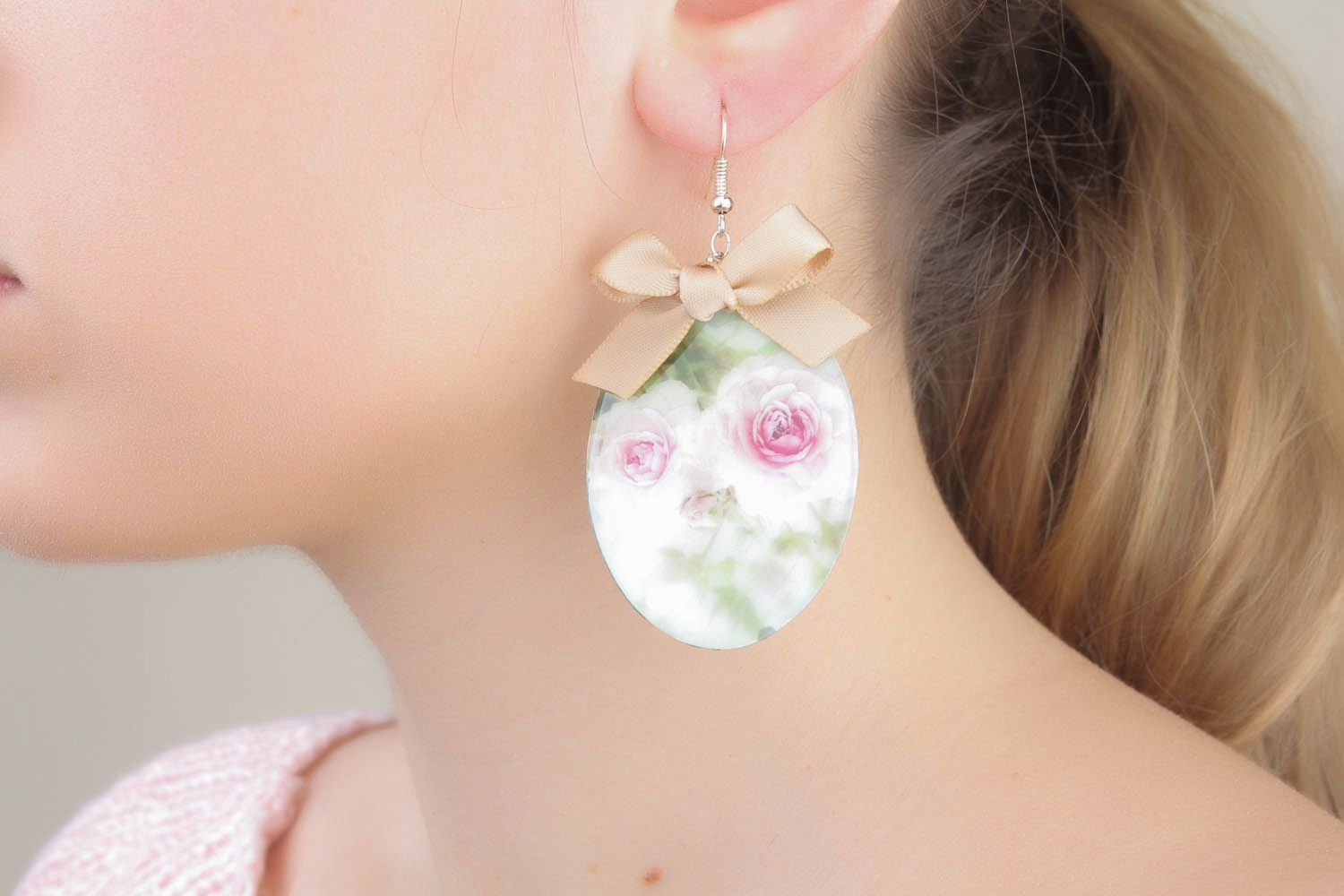 Earrings with bows Roses photo 4