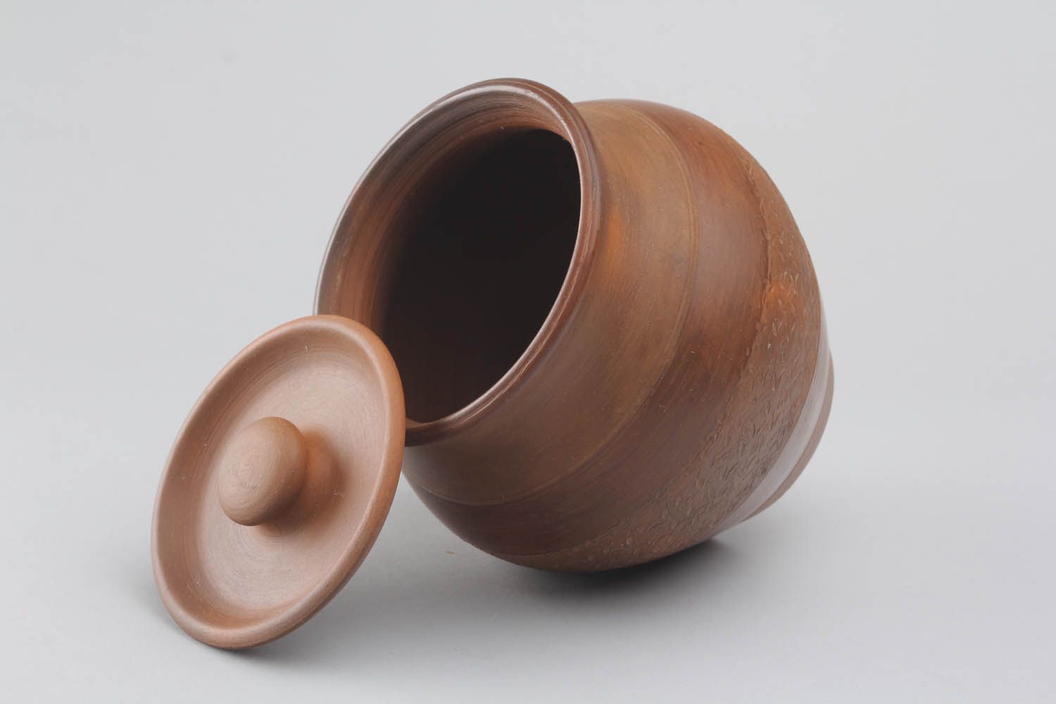 Pote de argila feito à mão com tampa louça de cerâmica decorativa artesanal foto 3