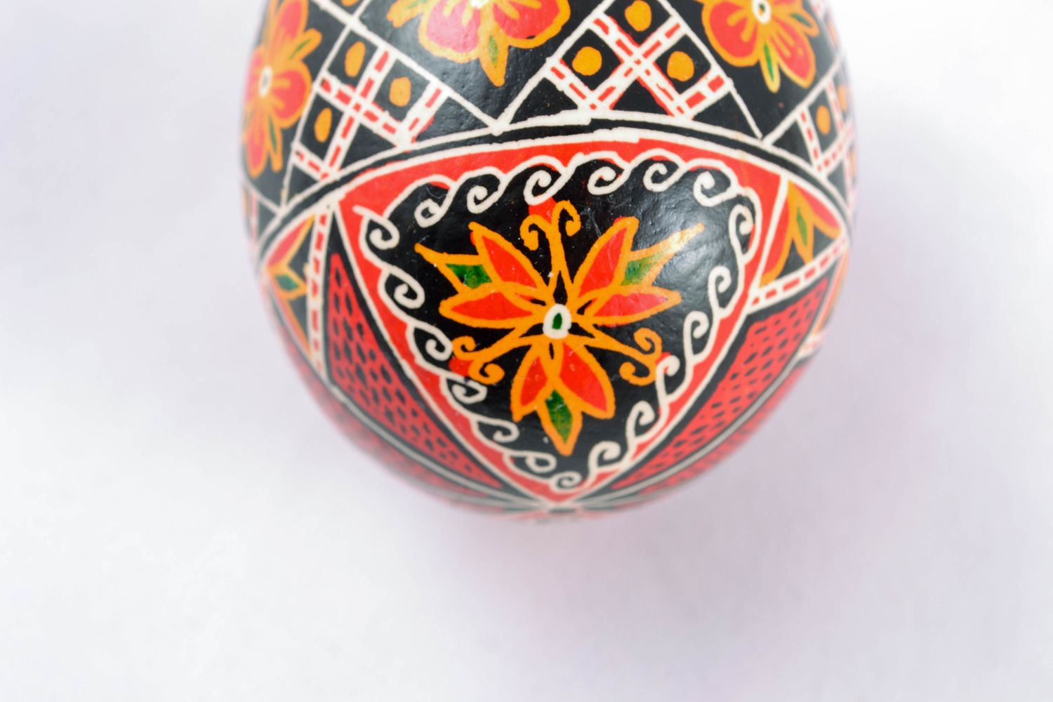 Handmade decorative painted egg with patterns in Ukrainian style photo 2