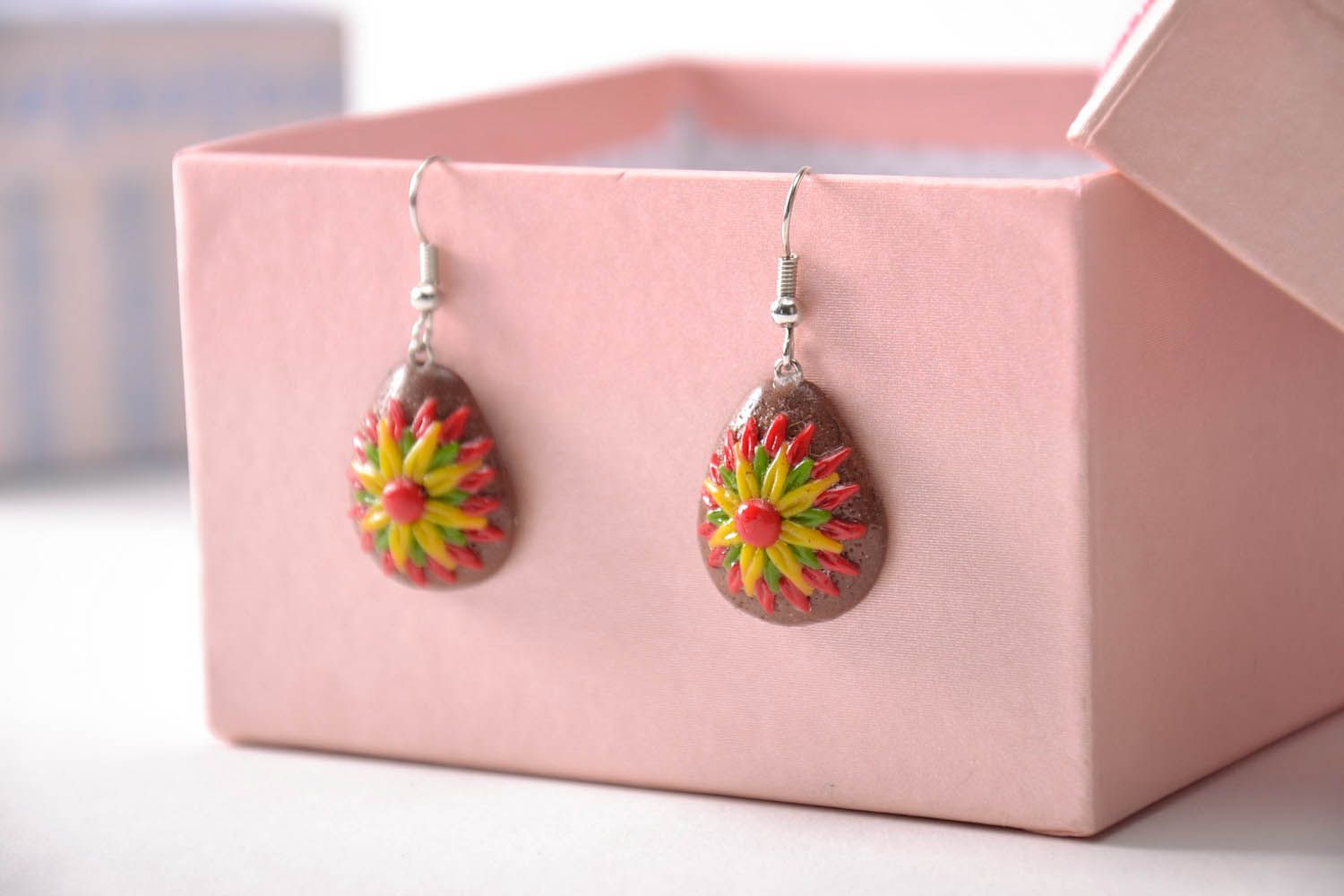 Pendant-earrings made of polymer clay Aster photo 3