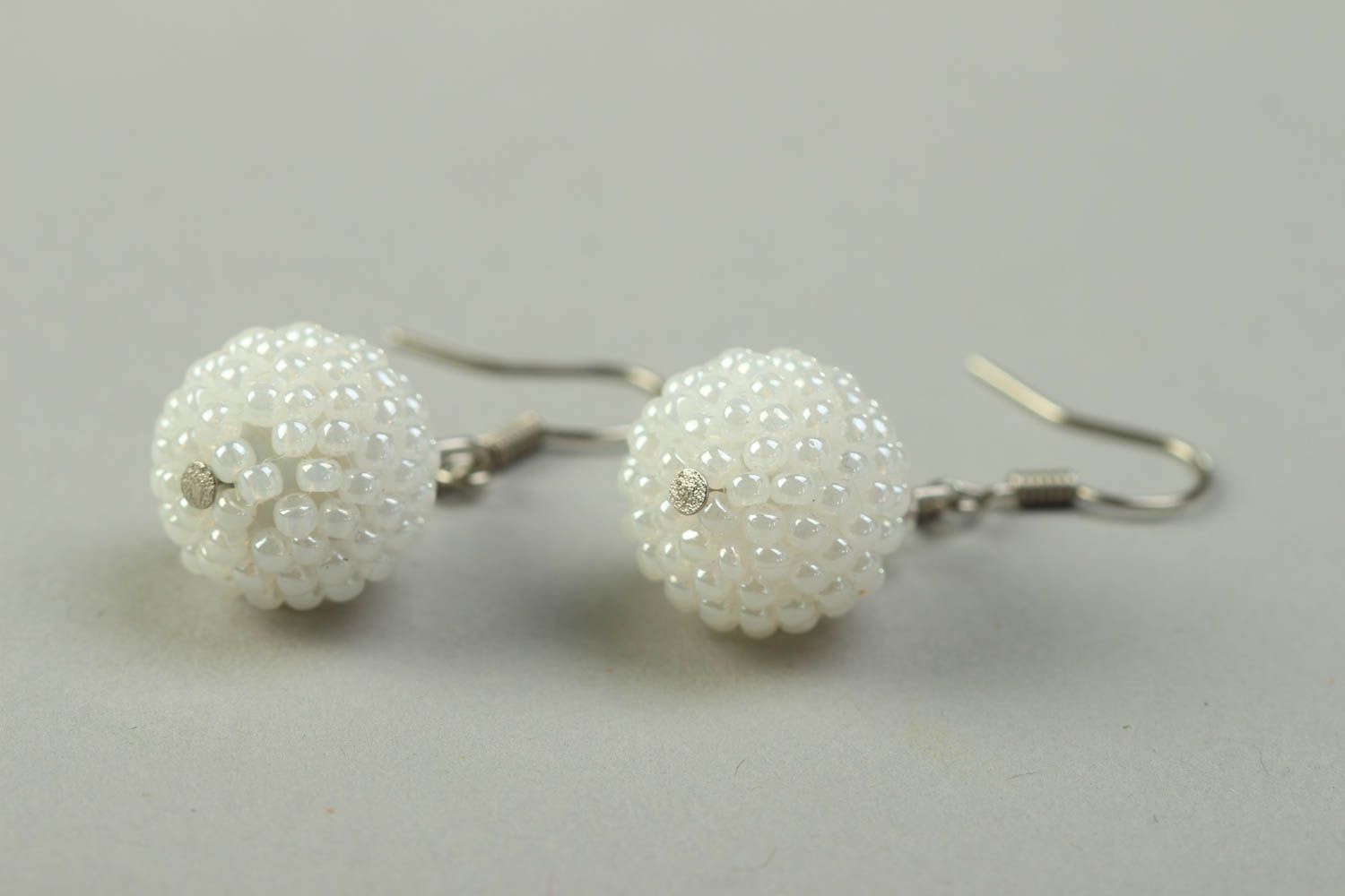 Handmade beautiful earrings festive white earrings designer accessory photo 3