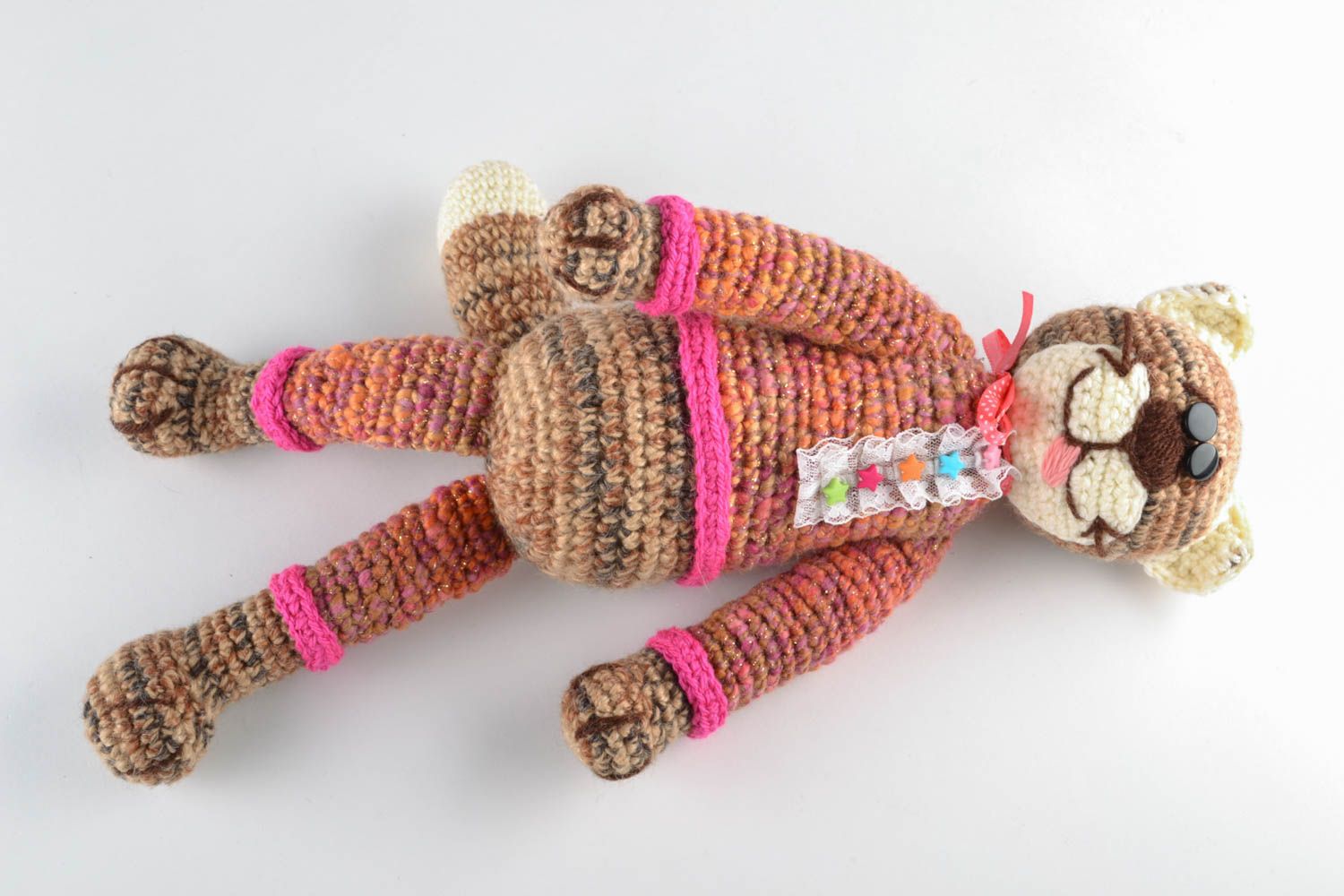 Giocattolo a maglia fatto a mano pupazzo morbido a forma di gatto da bambini foto 3