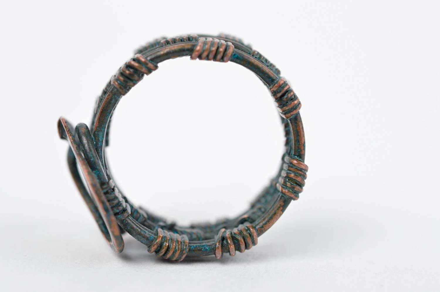 Unusual handmade metal ring womens copper ring handmade accessories metal craft photo 4