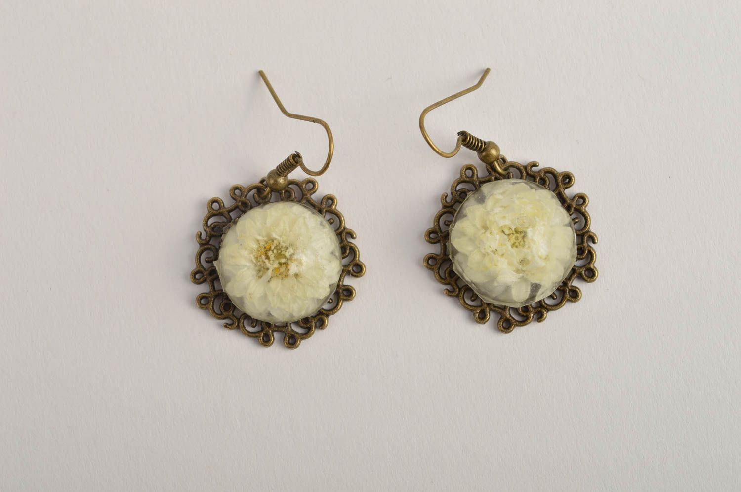 Handmade earrings flower jewelry epoxy resin vintage earrings gifts for girls photo 2