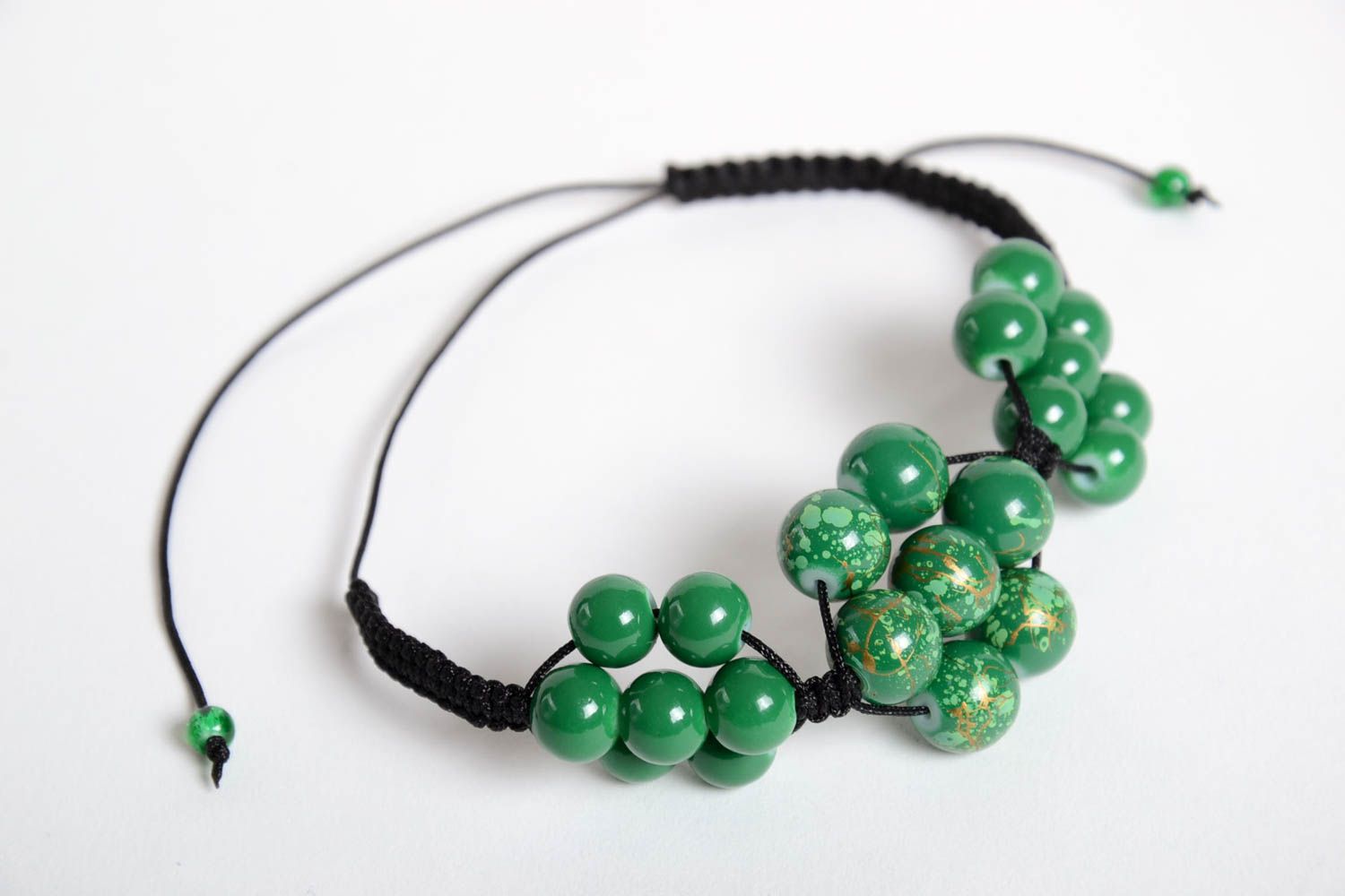 Bracelet vert Bijou fait main perles en céramique verre Cadeau pour femme photo 4