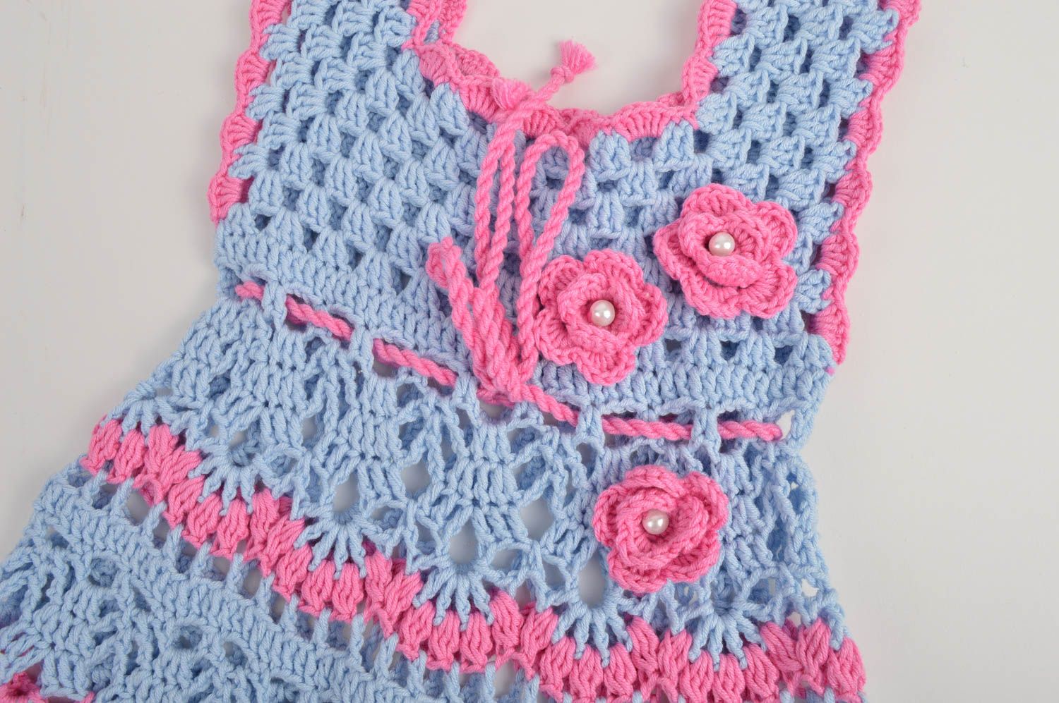 Unusual handmade crochet dress cute baby outfits designer clothes for kids photo 4