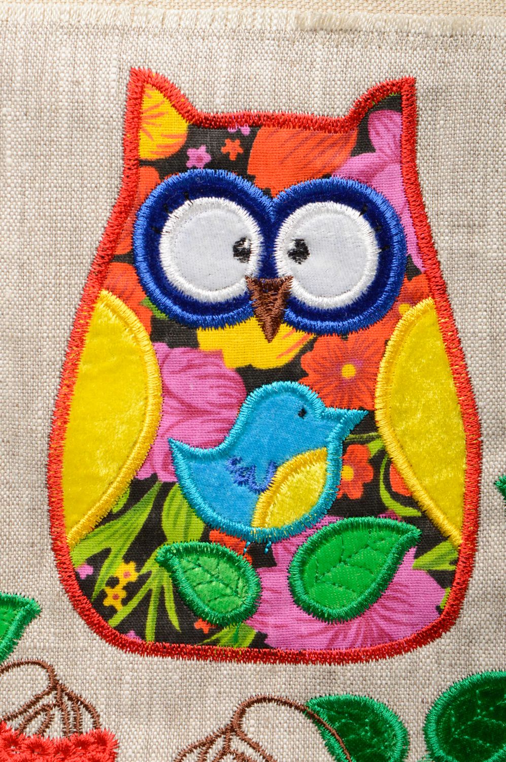 Linen shoulder bag Owl photo 3