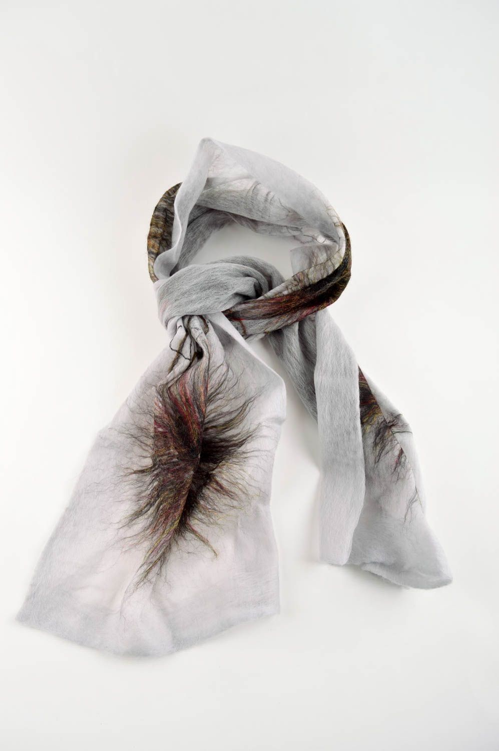 Beautiful handmade felted wool scarf warm shawl design accessories for girls photo 4