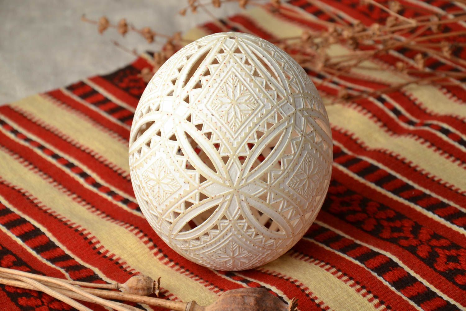 Etched Easter ostrich egg photo 1
