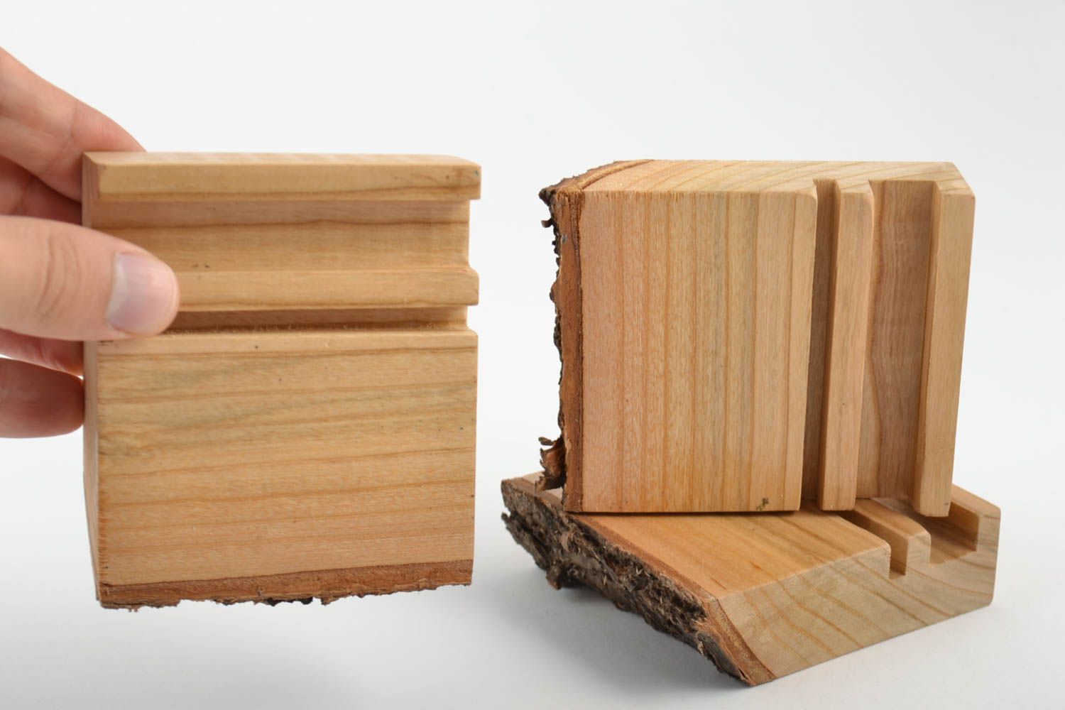 Supports pour téléphones en bois fait main accessoires écologiques 3 pièces photo 4