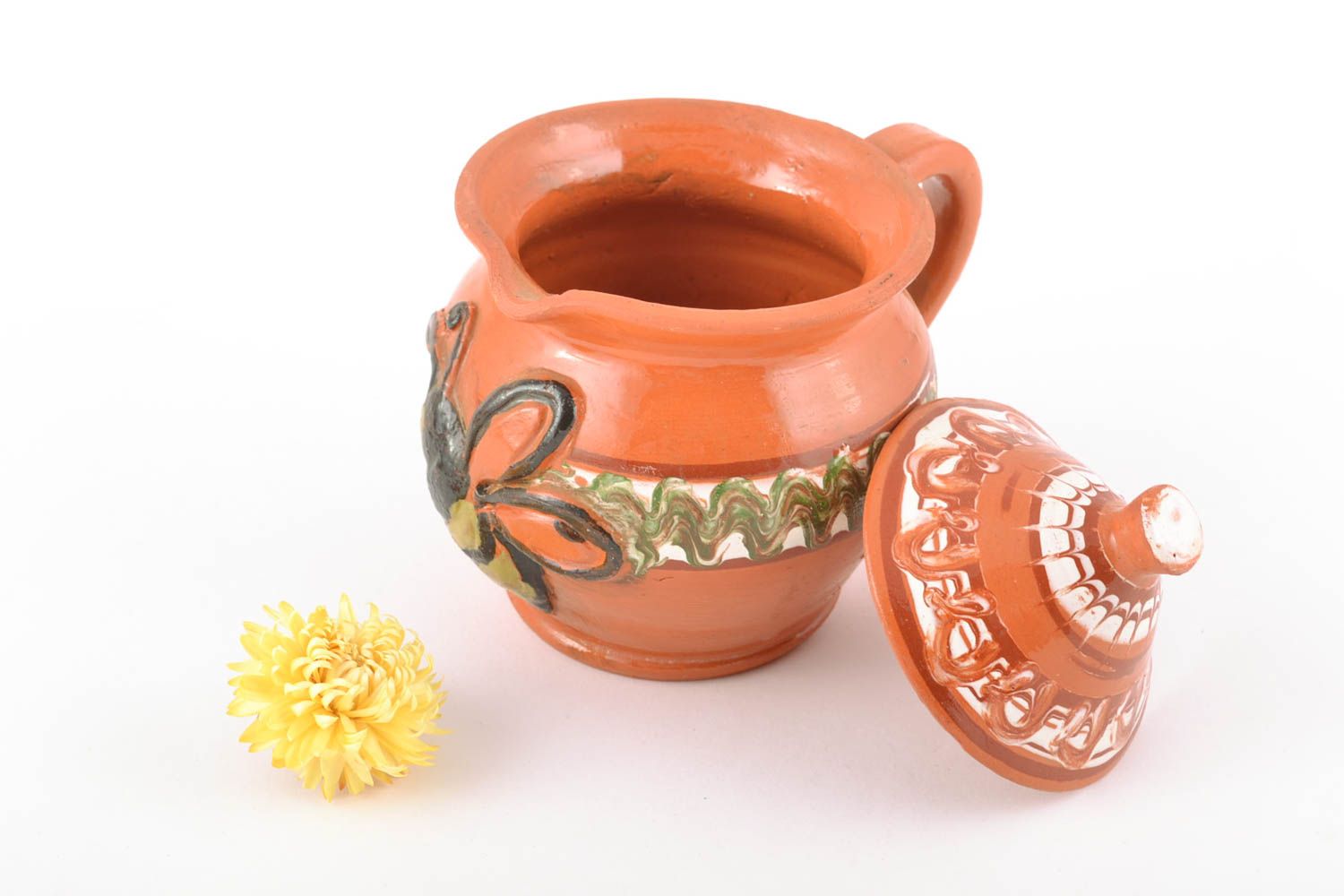 15 oz handmade ceramic painted creamer pitcher pot 0,82 lb photo 1