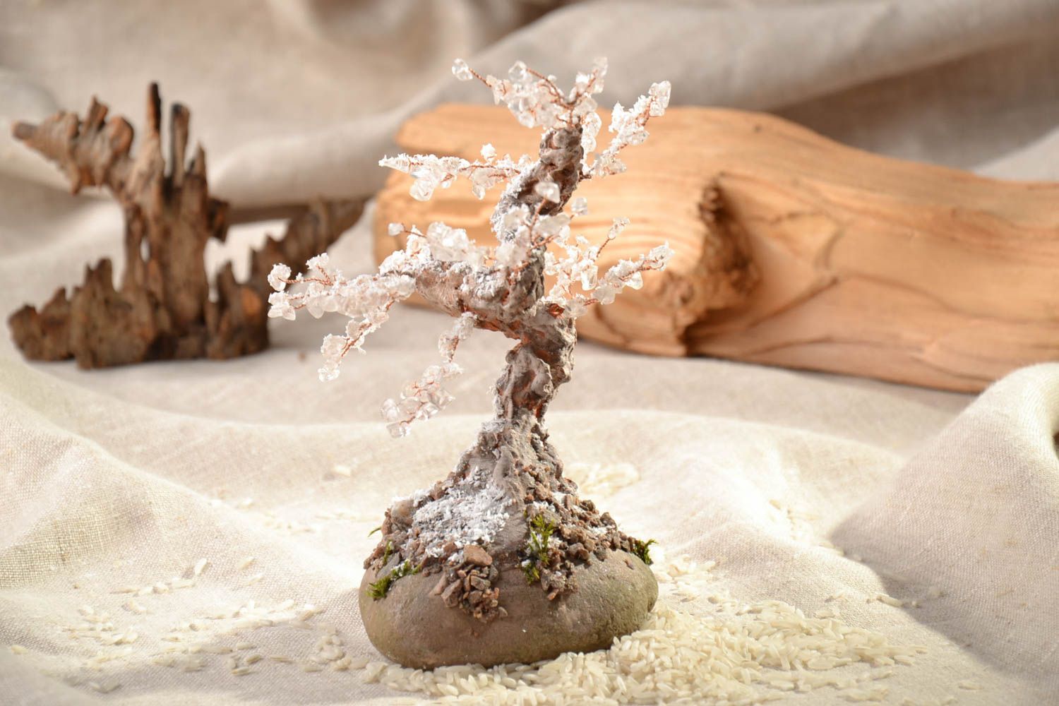 Decorative bonsai tree with natural stones photo 1