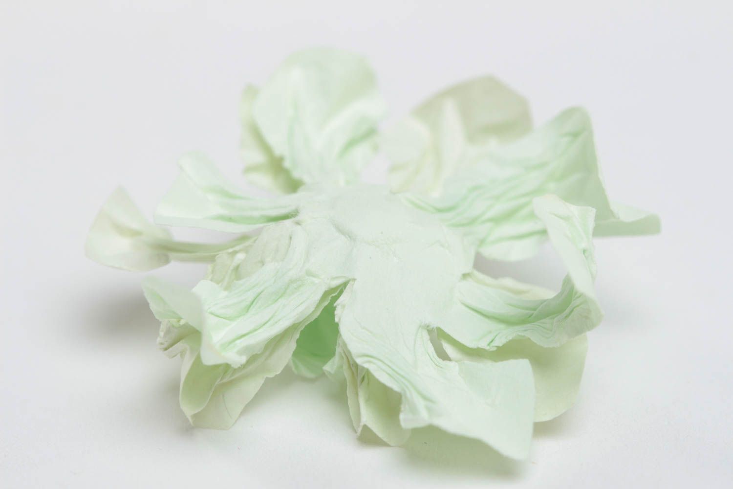 Fleur en papier pour scrapbooking faite main décorative peinte couleur vert pale photo 4