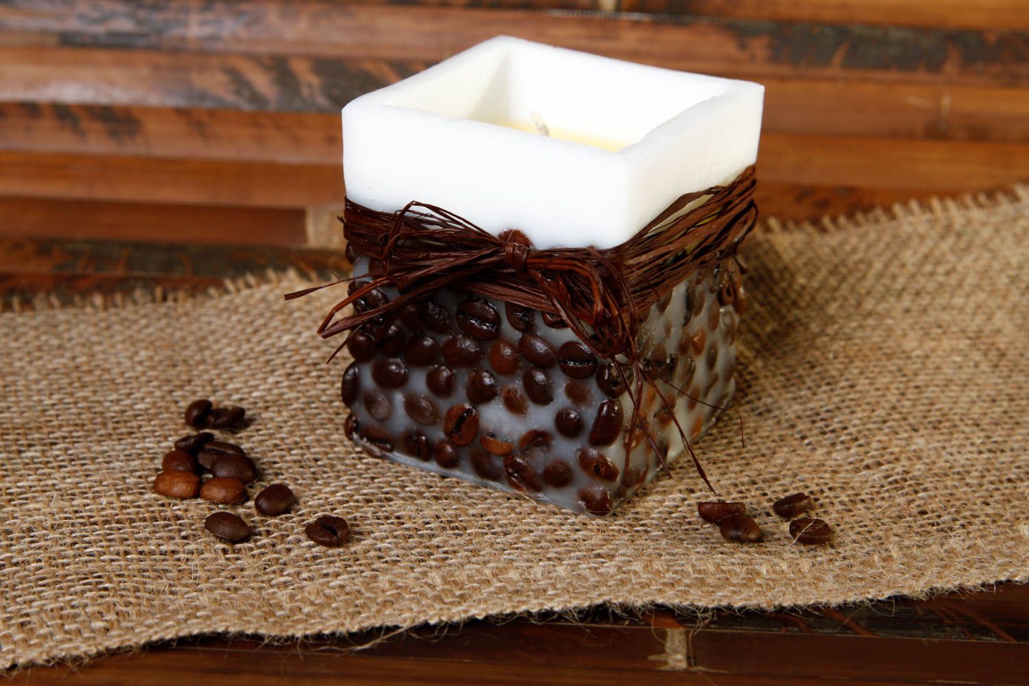 Handmade Designer Kerze mit Kaffeebohnen dekorative Kerze aus Paraffin Haus Deko foto 1