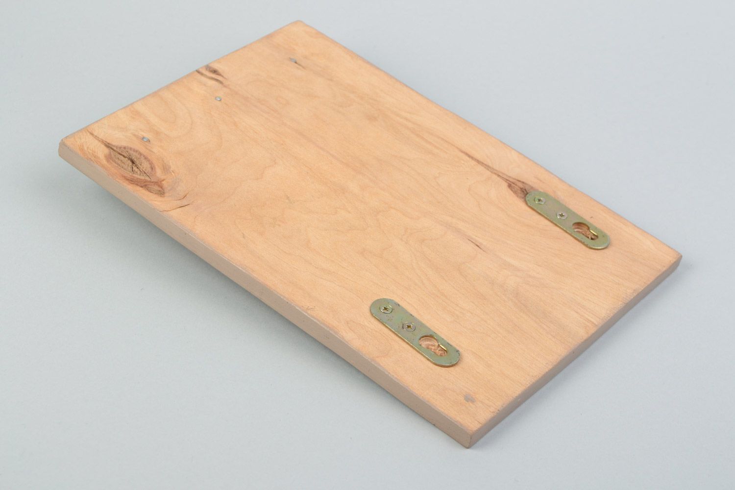 Handmade decoupage plywood wall key holder with three hooks Lilac Roses photo 5