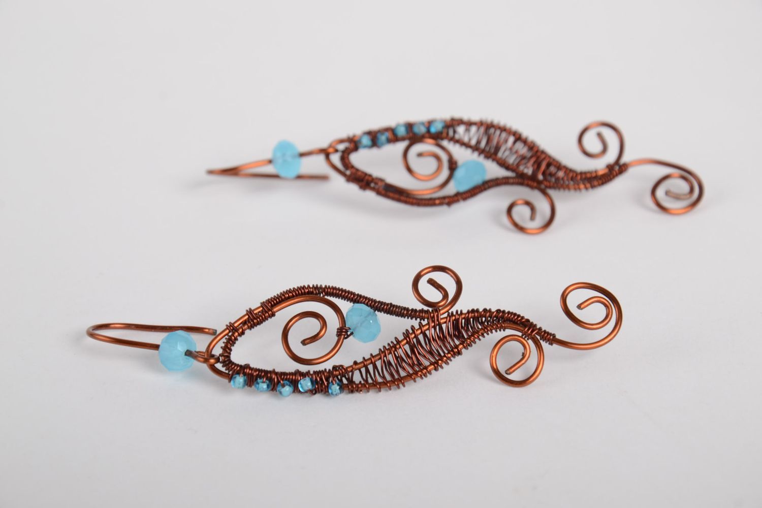 Handmade Metall Ohrringe ausgefallener Ohrschmuck Ohrringe für Damen aus Kupfer foto 5