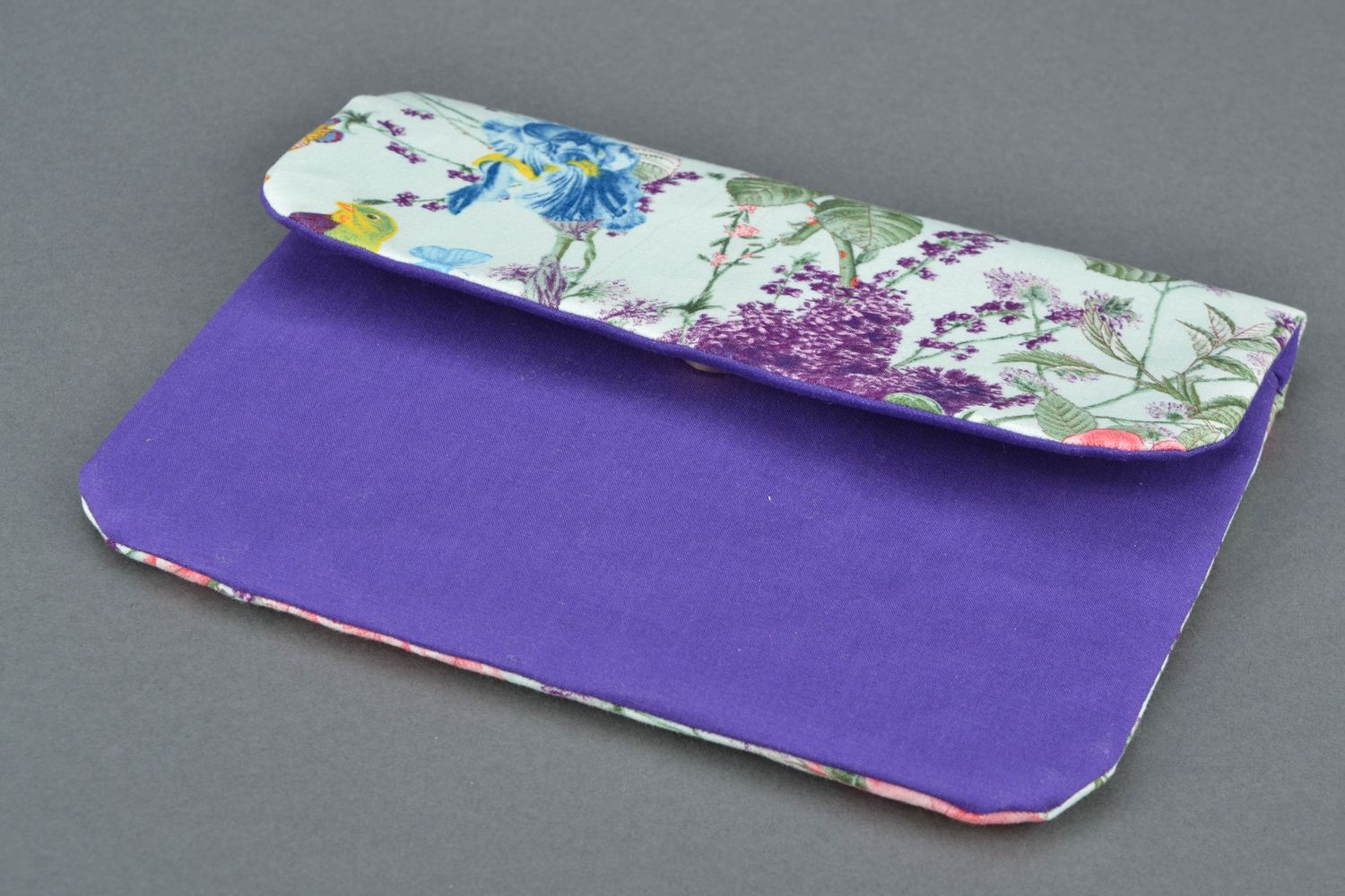 Handmade fabric clutch Lilac photo 3