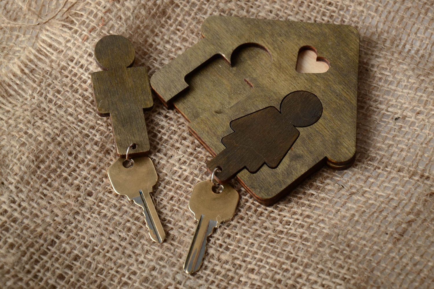 Furnier Schlüsselkasten an die Wand Häschen foto 1