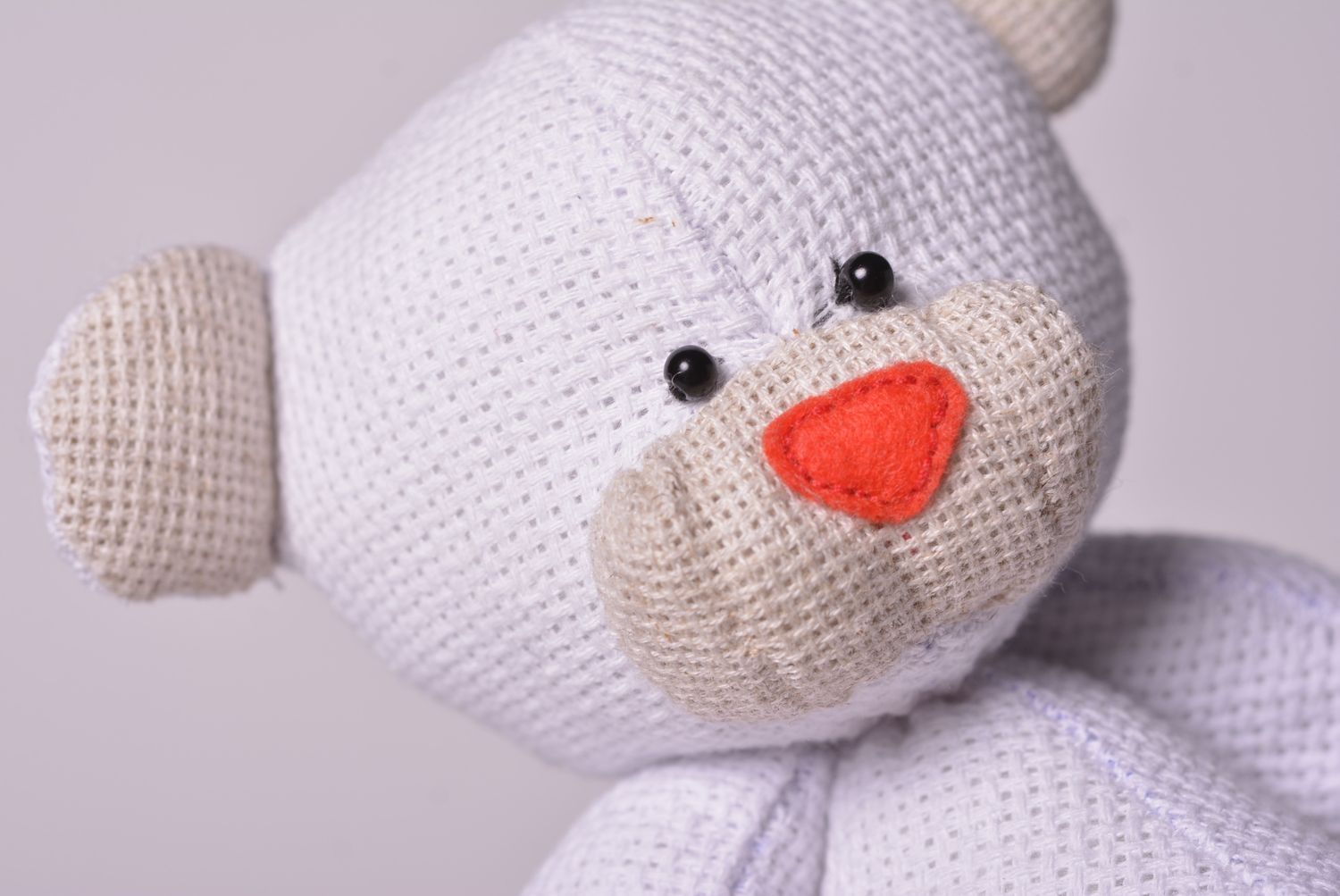 Handmade designer soft toy stylish textile bear toy cute present for kids photo 4
