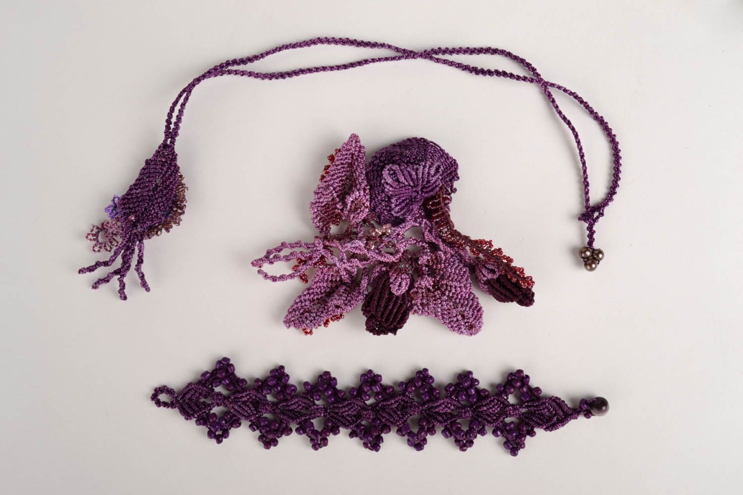 Handmade jewelry set woven pendant necklace bracelet designs brooch jewelry photo 2