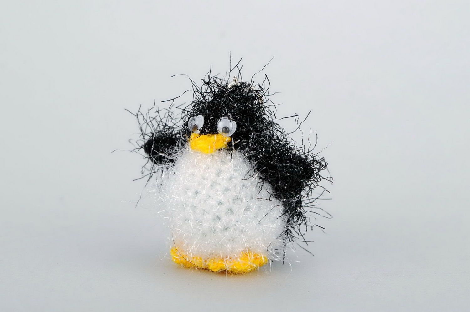 Crochet keychain with a rattle Penguin photo 1