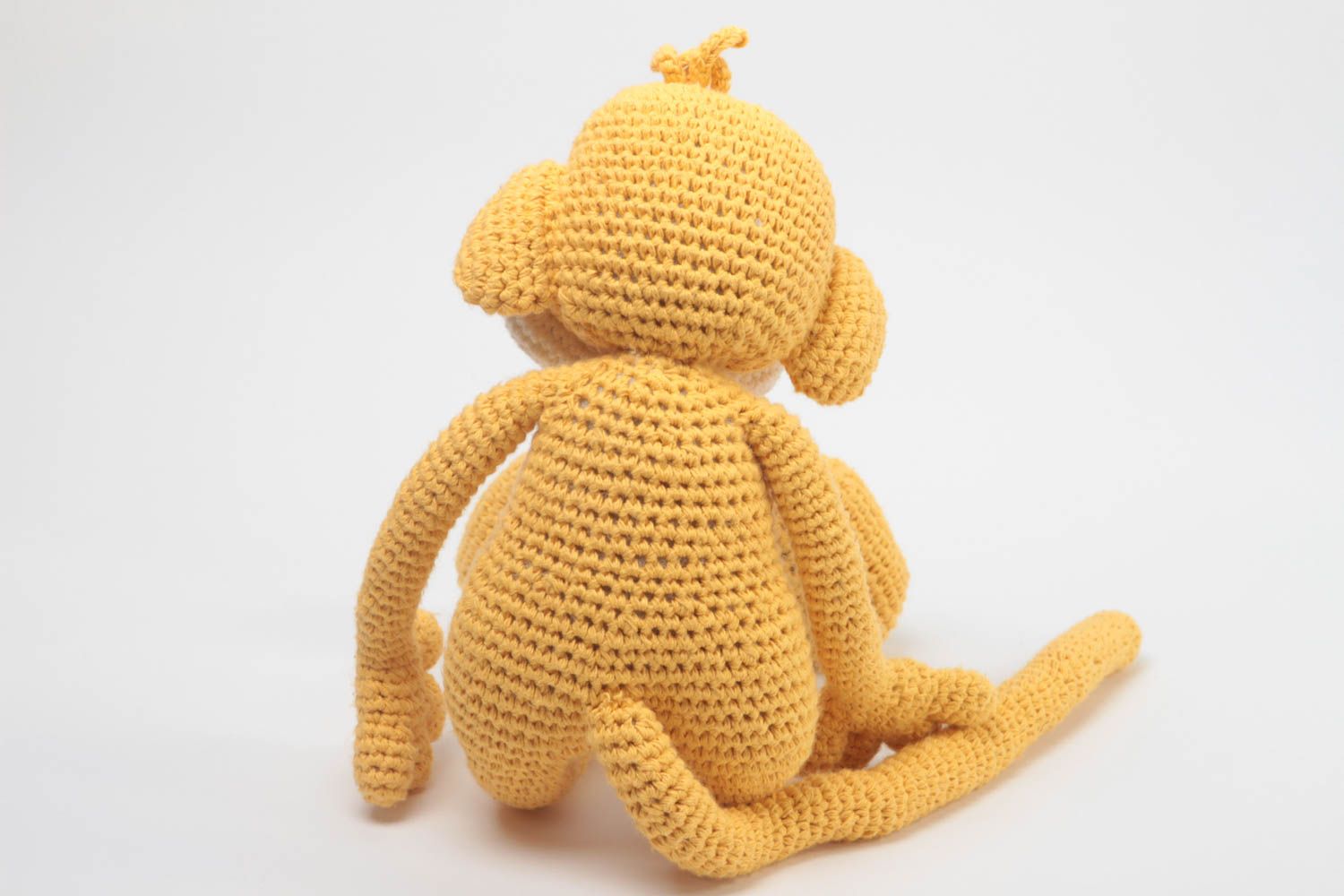 Handmade crocheted toy stylish unusual soft toy textile monkey present photo 4
