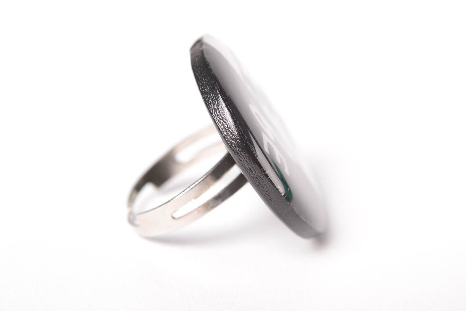 Handgefertigt Ring Damen hochwertiger Modeschmuck ausgefallener Ring schwarz foto 3