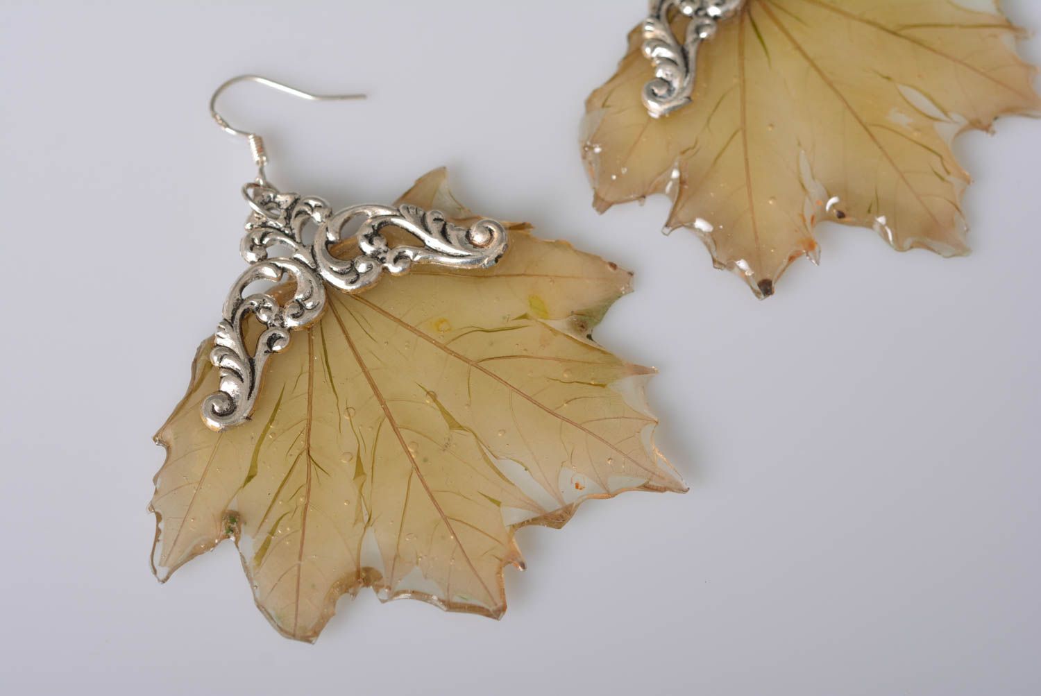 Украшение ручной работы модные серьги с листьями красивые серьги Кленовые фото 5