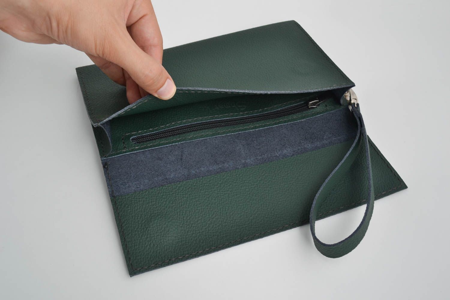 Unusual handmade leather clutch bag leather handbag leather goods gift ideas photo 3