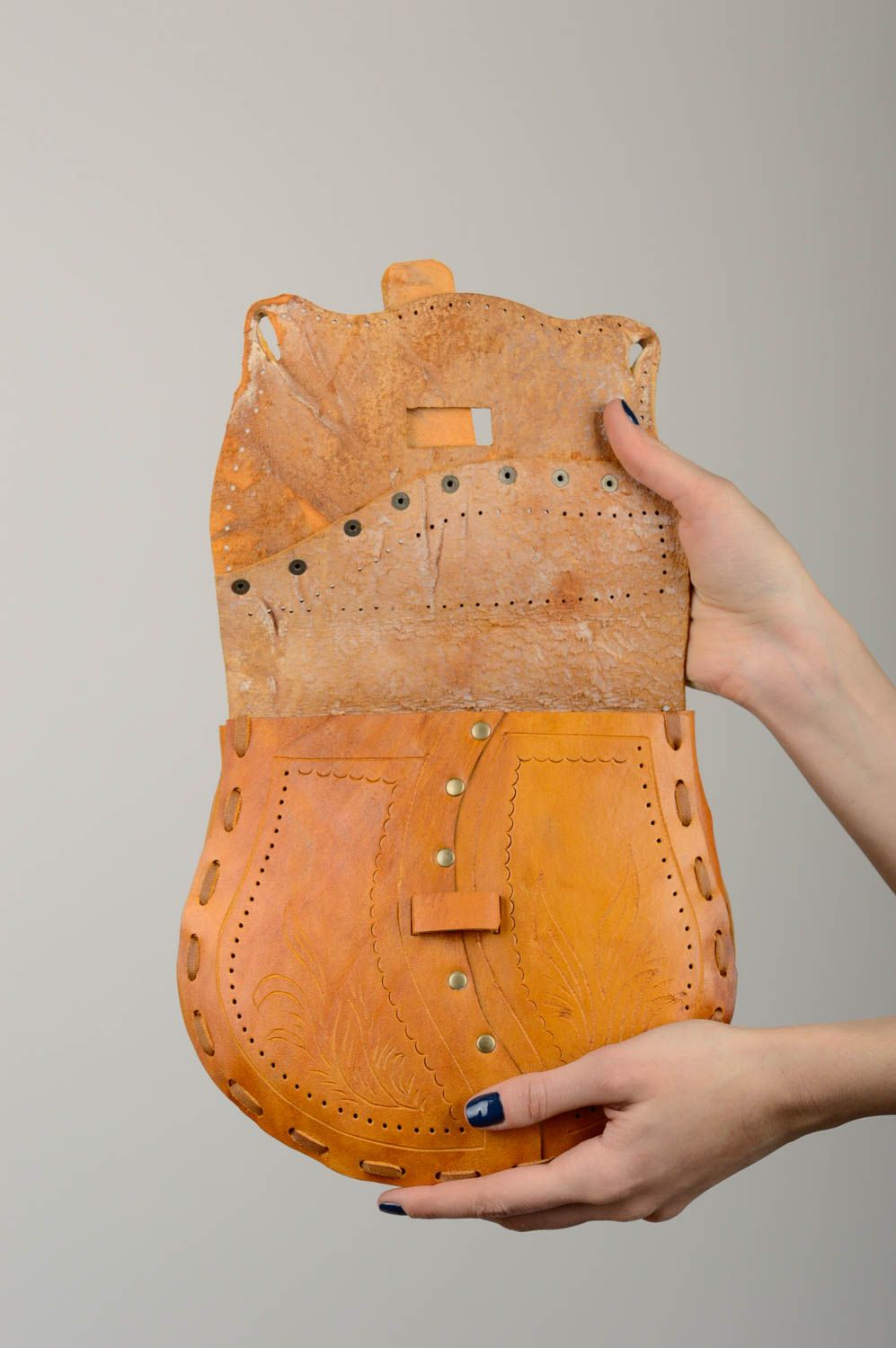Сумка ручной работы сумка через плечо коричневая сумка из кожи авторская фото 3