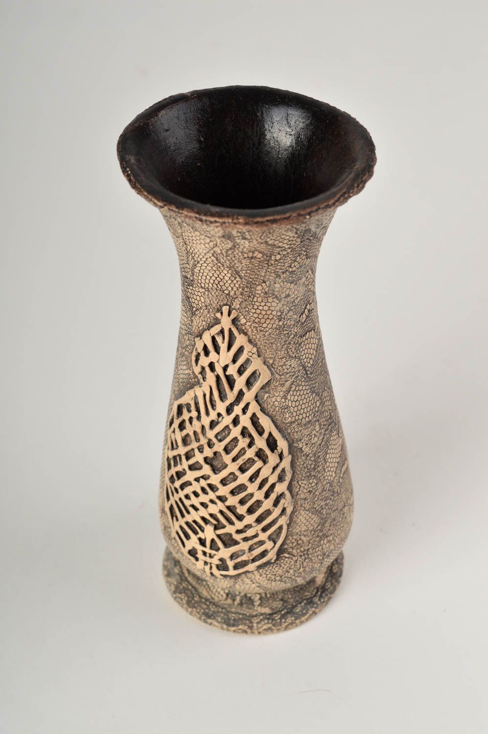 Handmade 6 inches ceramic decorative tube shape vase 0,45 lb photo 3