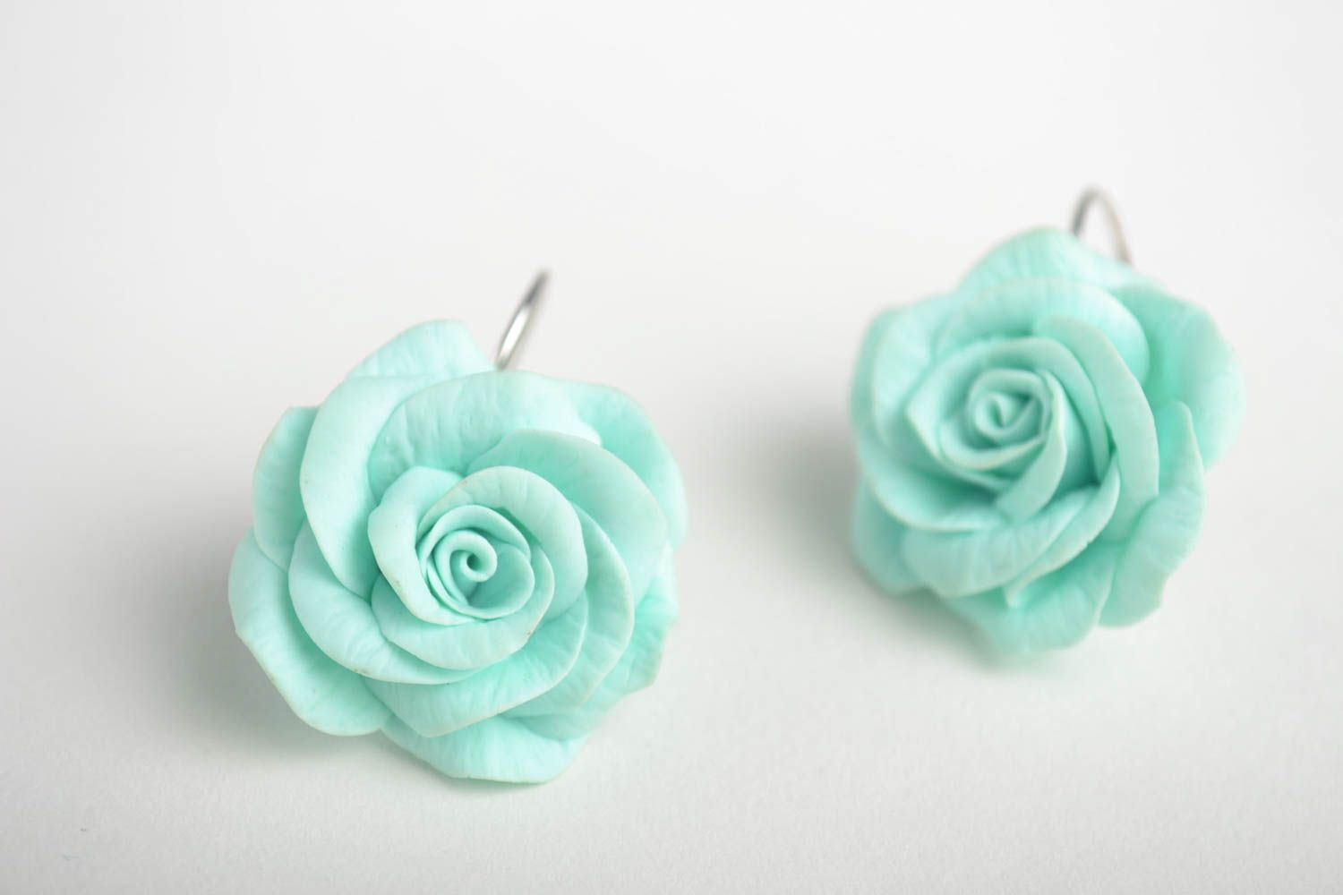 Handmade Blumen Ohrringe Designer Schmuck Accessoires für Frauen zarte Rosen foto 3