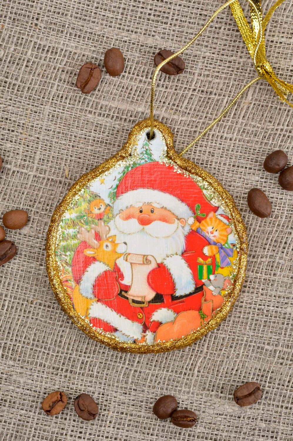 Adorno de Navidad hecho a mano decoración navideña colgante decorativo redondo foto 1