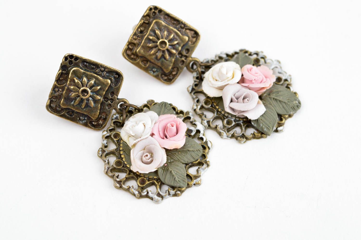 Handmade cute romantic earrings long stylish earrings jewelry in vintage style photo 3