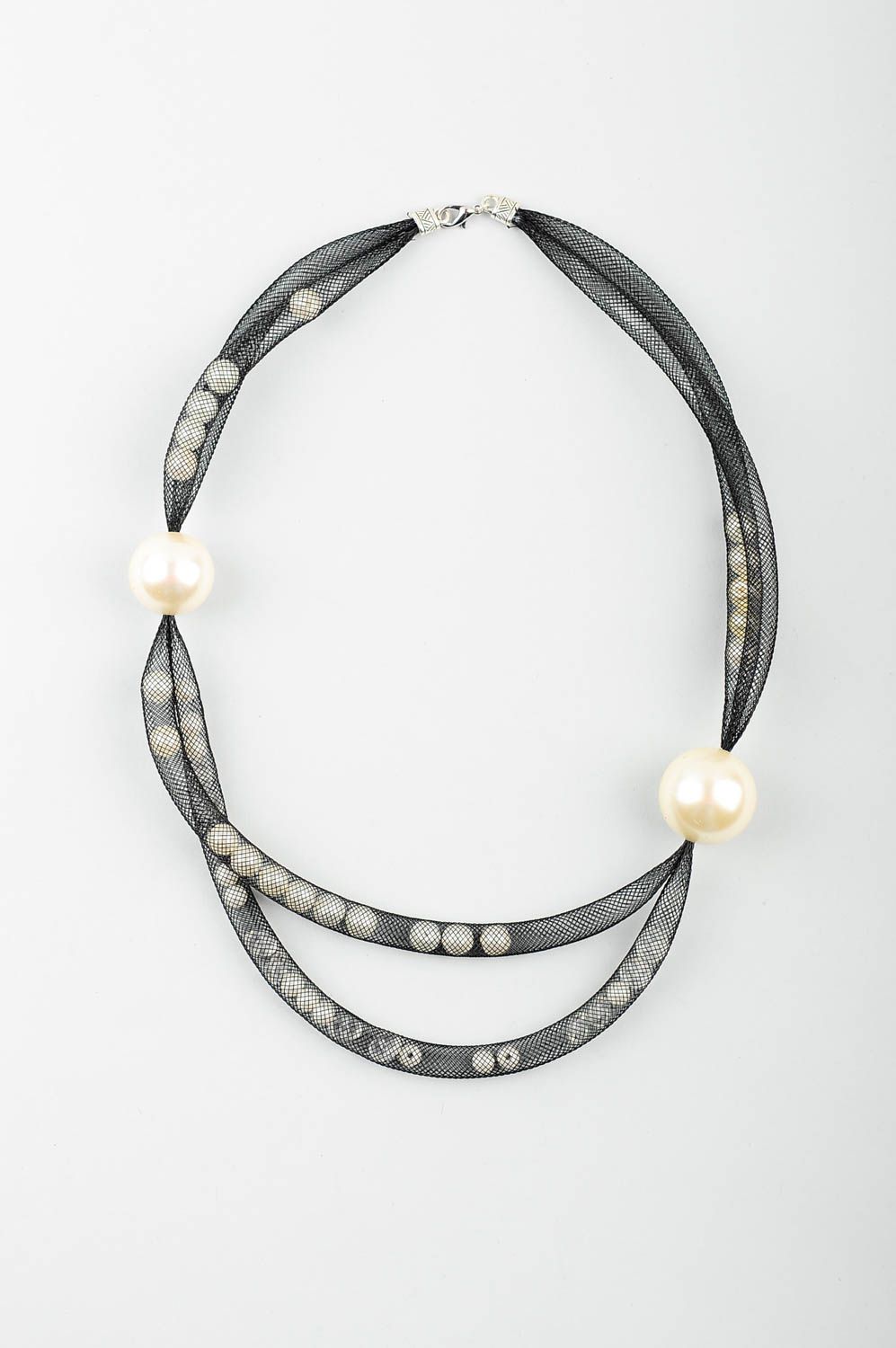 Unusual handmade beaded necklace textile necklace design beautiful jewellery photo 1