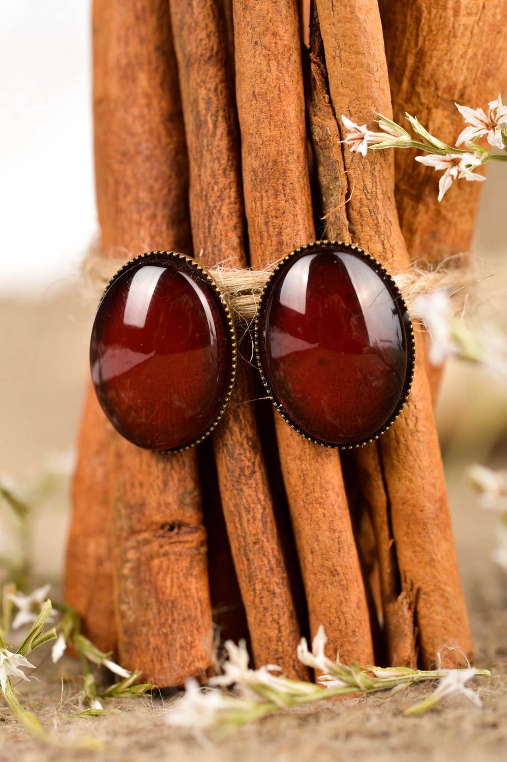 Handmade designer stud earrings beautiful elegant jewelry deep red earrings photo 1