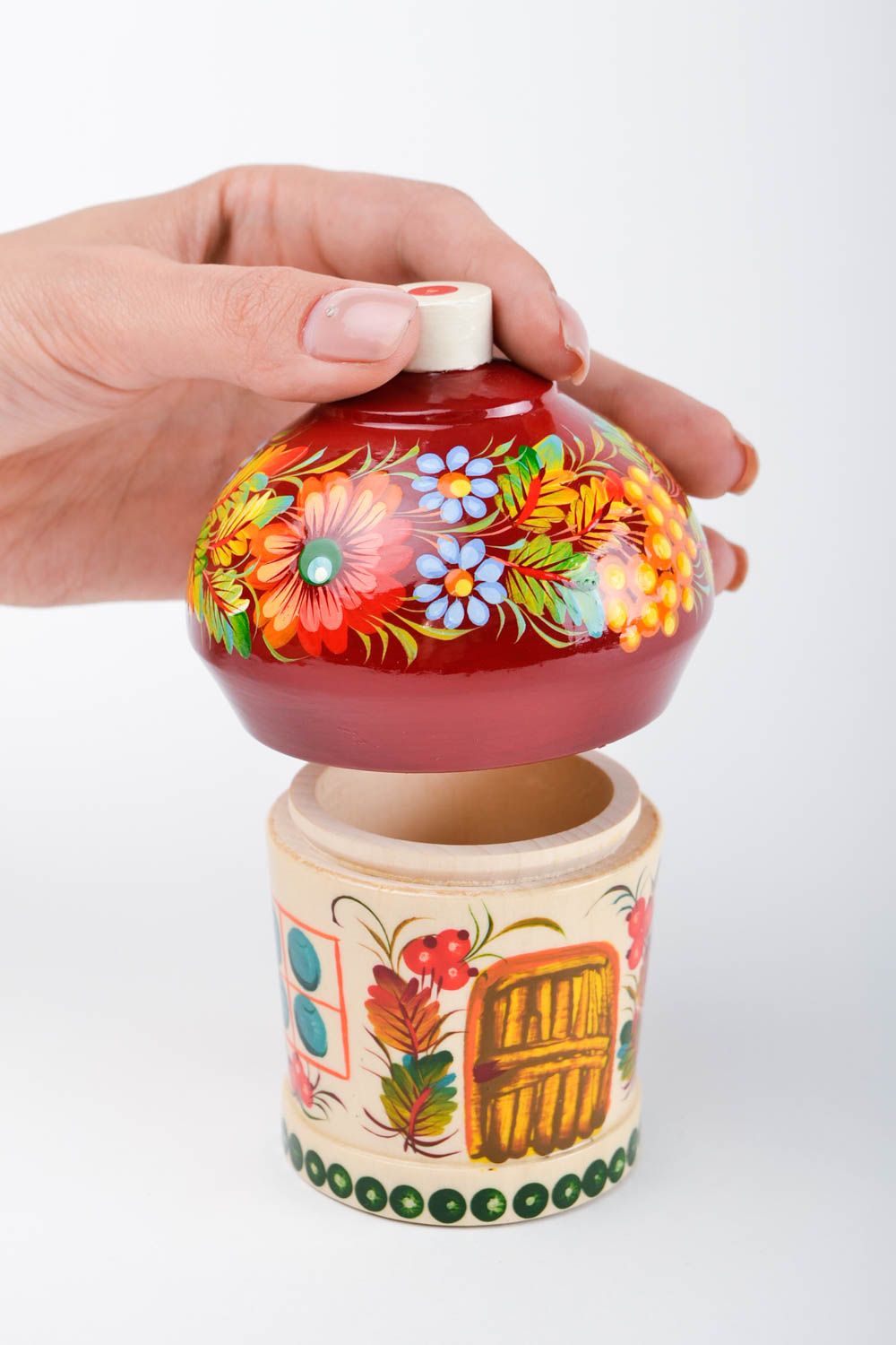 Boîte à bijoux fait main Boîte en bois avec peinture de Petrykivka Déco maison photo 2