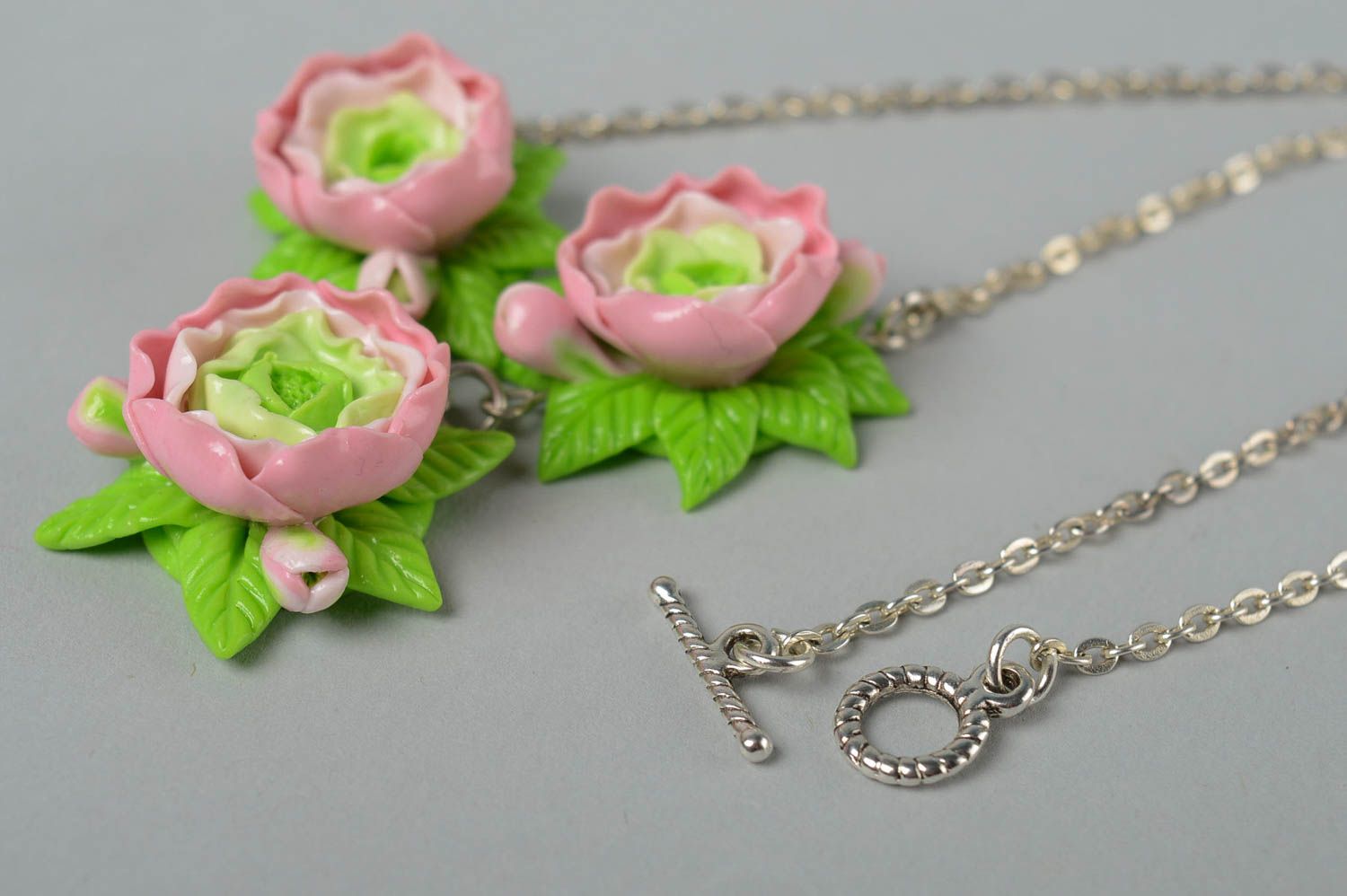 Polymer Clay Schmuck handmade Halskette für Frauen Schmuck Anhänger Blumen schön foto 4