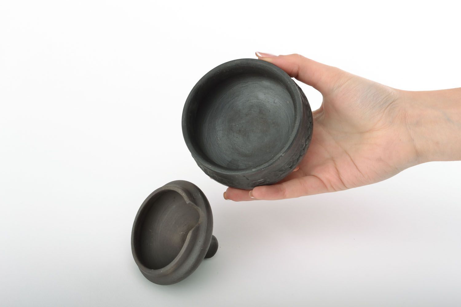 Black smoked ceramic sugar bowl photo 6