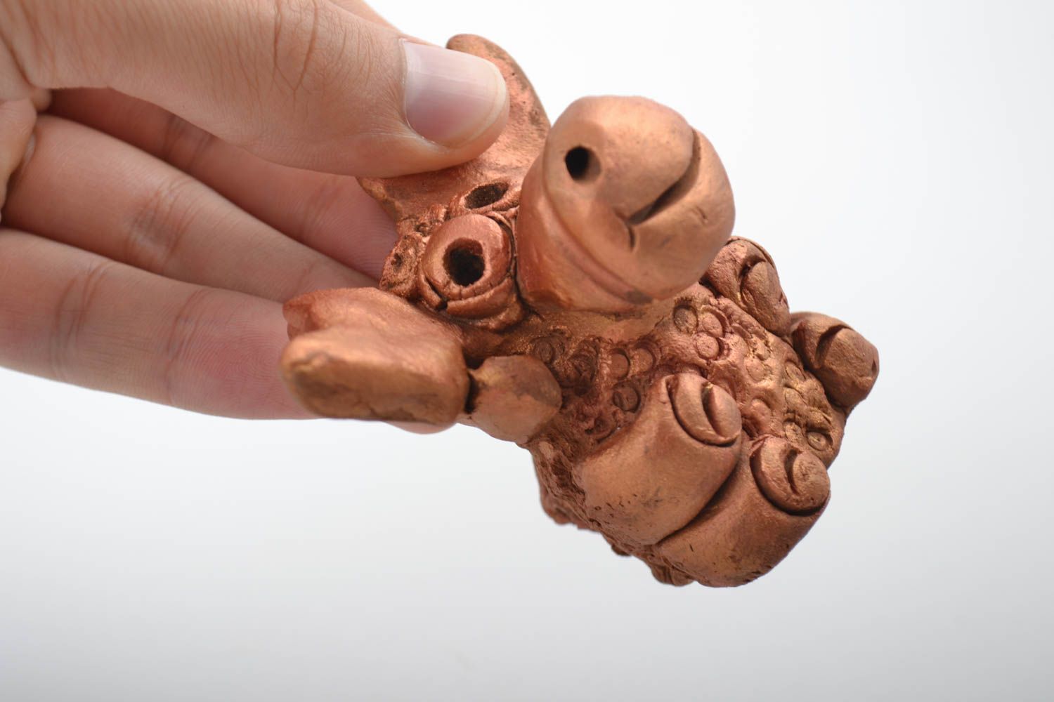 Handmade Dekofigur Elch Keramik Deko Figur aus Ton wunderschön braun foto 4
