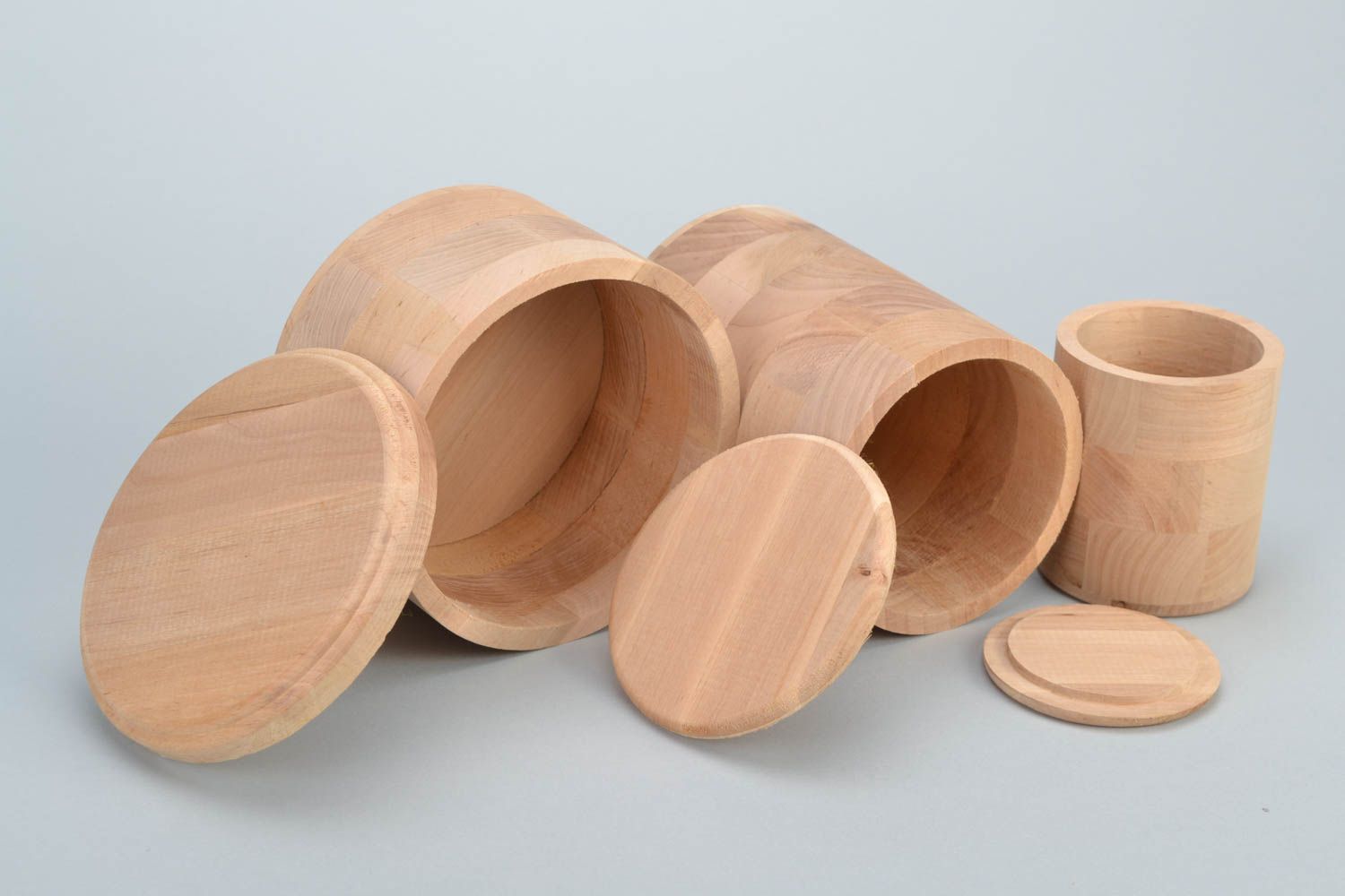 Set mit Holz Behälter für Küche 3 Stück Holz Rohlinge handgemacht Erlenholz foto 4