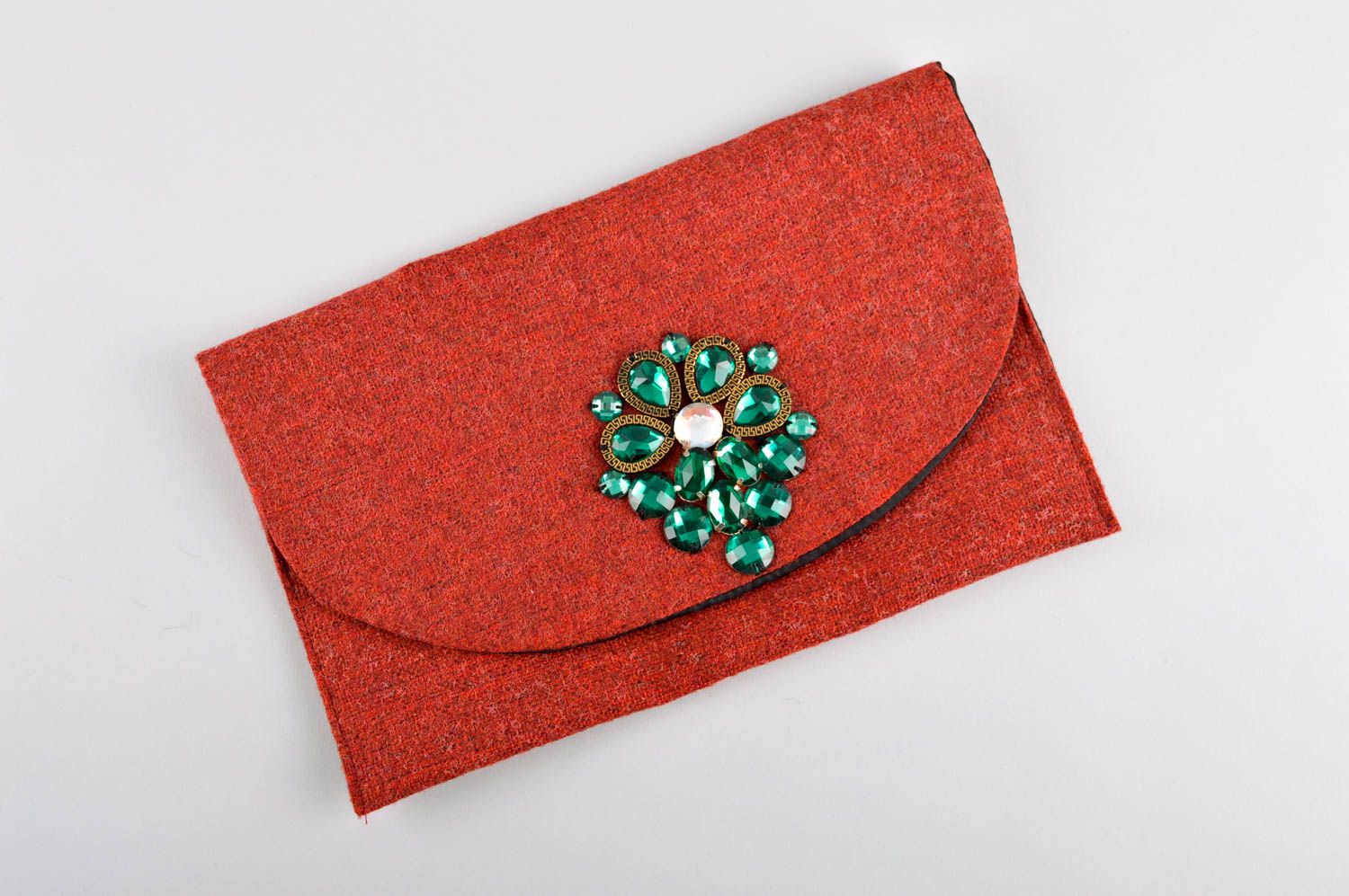 Rote Clutch Tasche handmade ausgefallene Tasche Damen Accessoire aus Leinen foto 2