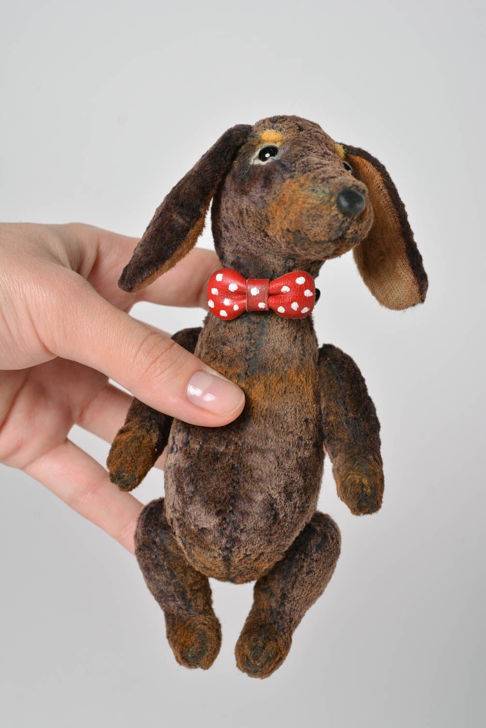 Плюшевая собачка игрушка ручной работы интерьерная интересный подарок Такса фото 5