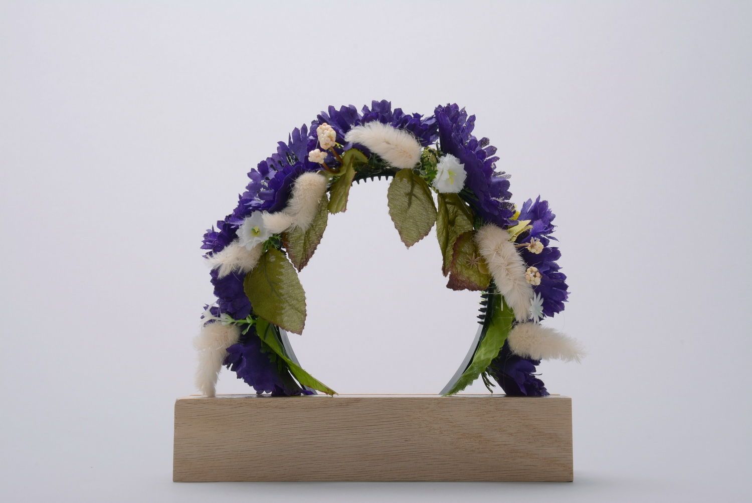 Serre tête fleurs violettes fait main photo 4
