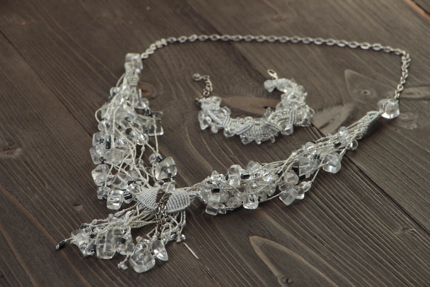 Macrame jewelry woven bracelet handmade necklace for women stylish jewelry photo 1