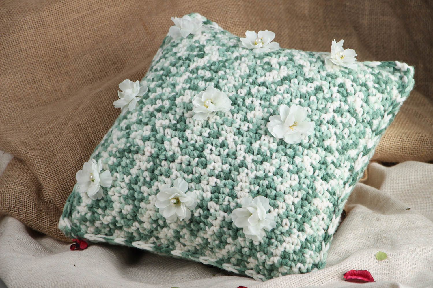 Künstlerisches Sofa Kissen mit Blumen  foto 5