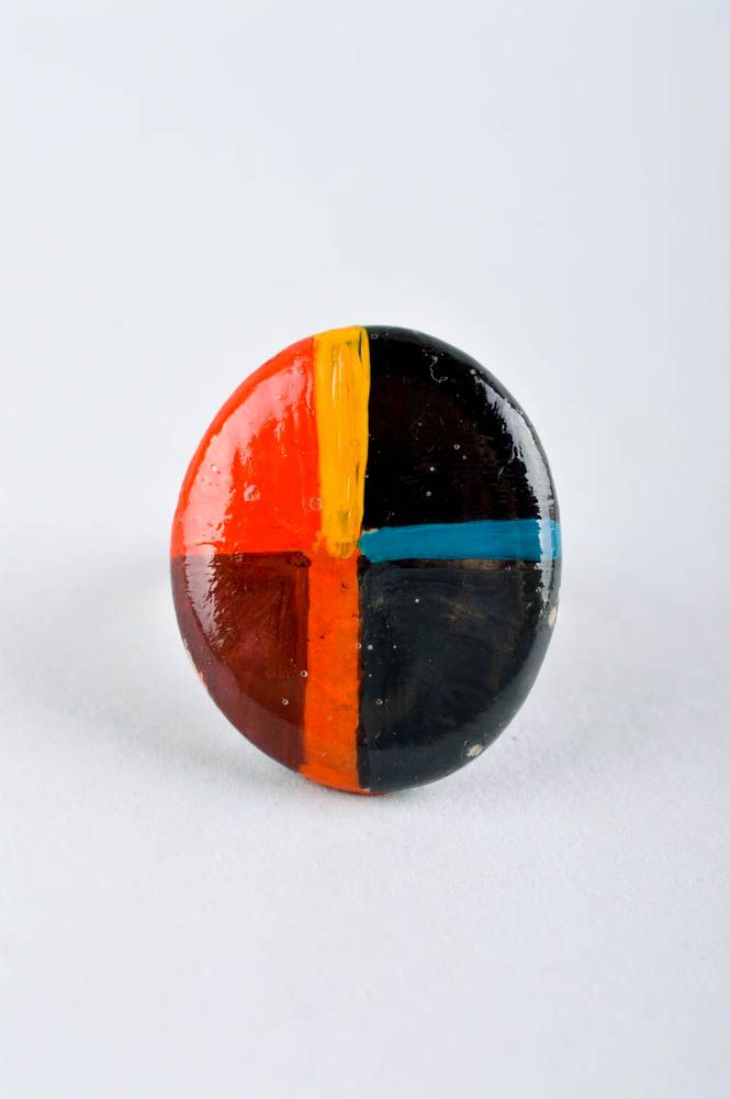 Кольцо ручной работы кольцо с камнем металлическое украшение с камнем расписное фото 3