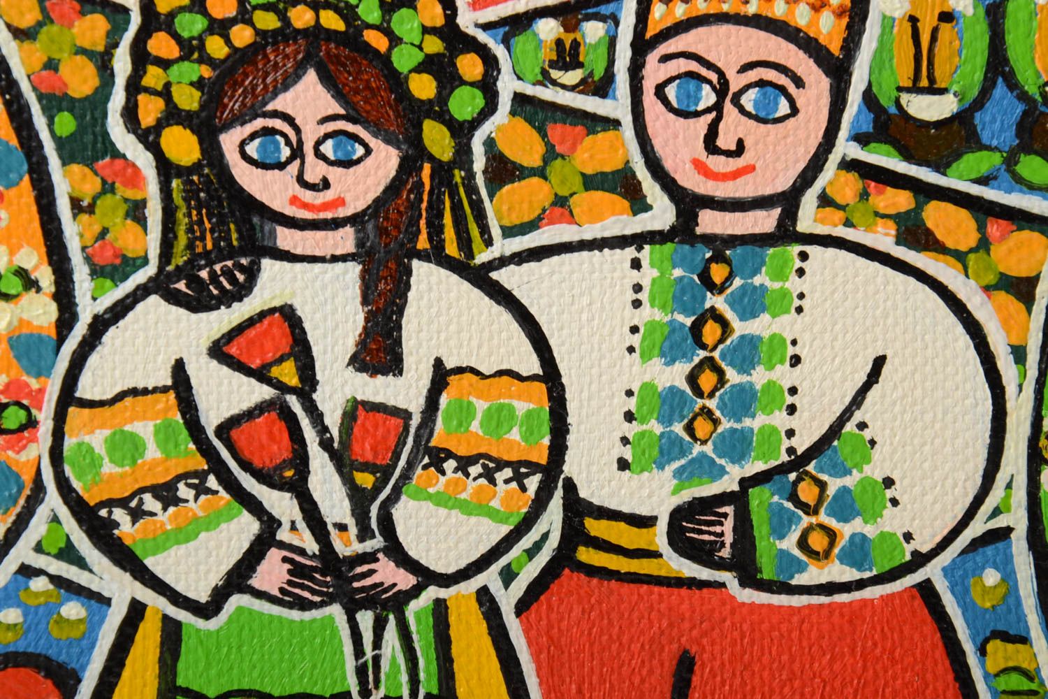 Cuadro moderno pintado al óleo sobre lienzo de lino artesanal Pareja enamorada  foto 3